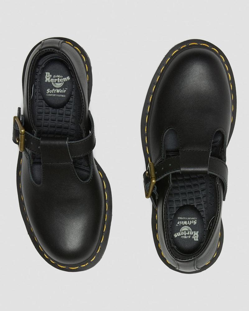 Black Men's Dr Martens Polley Women's Slip Resistant Mary Jane Work Shoes | CA 656UZG